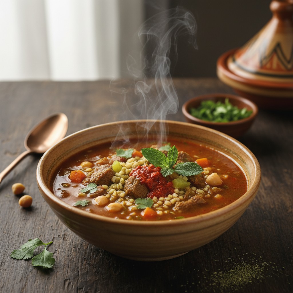 Tunisian Frik Chourba (Lamb and Cracked Wheat Soup)