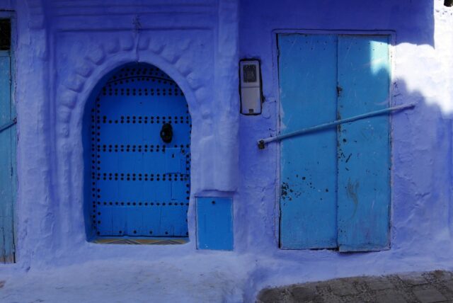 Moorish architecture in modern North Africa featuring intricate geometric patterns and vibrant colors
