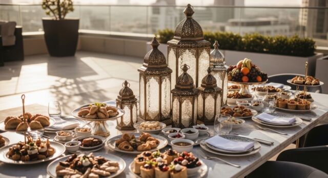 Ramadan Delights - Sumac Chicken & Muhammara Sumac spiced chicken and muhammara on a colorful iftar table