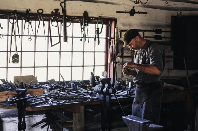 Artisans working on traditional Moroccan crafts in Casablanca Workshops