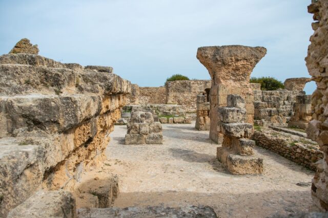Ancient Phoenicians Marketplace Phoenician traders interacting with locals in North African marketplace